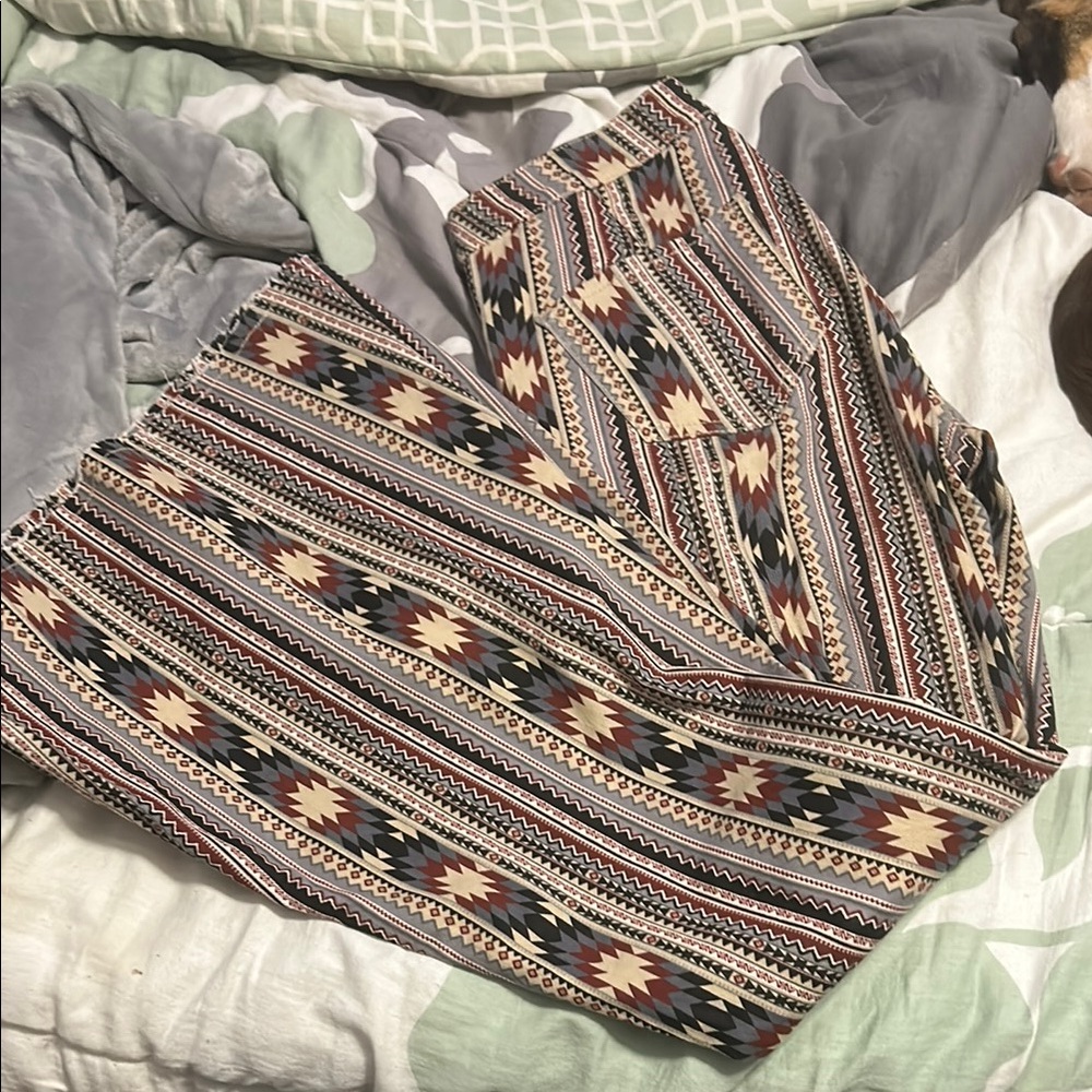Tribal Patterned Wide-Leg Pants